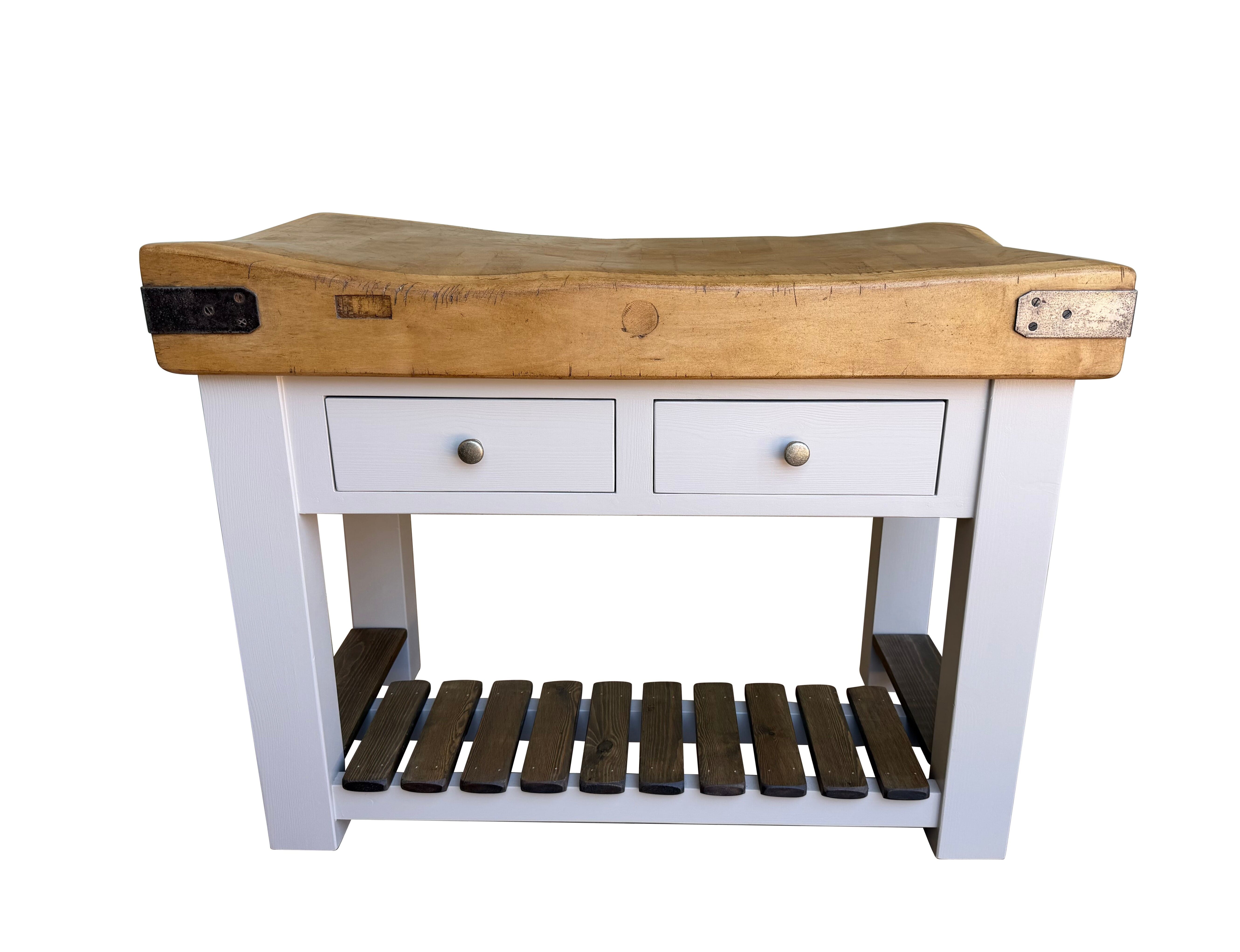 Butchers Chopping Block Kitchen Island on Handmade Base