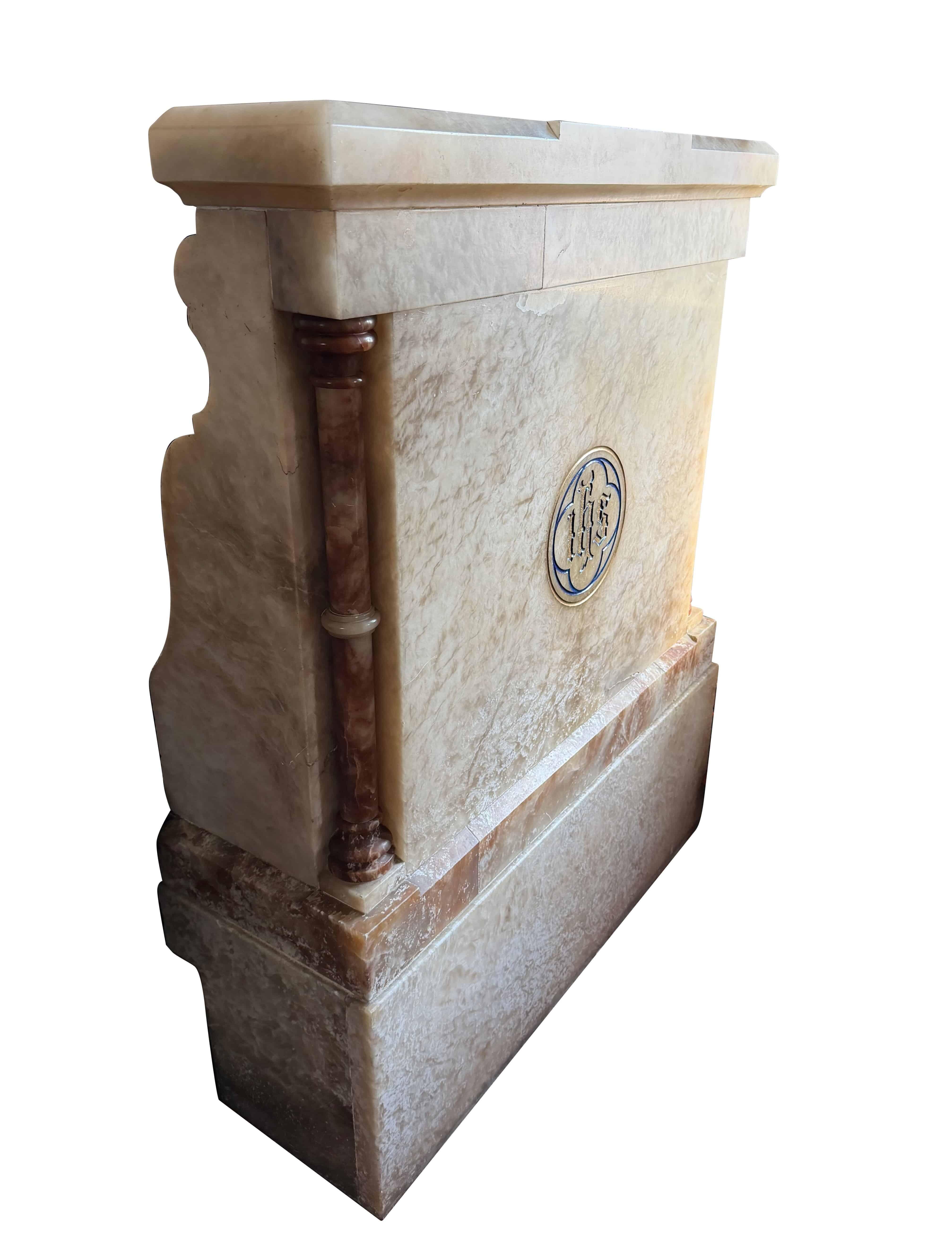 Original Carved Alabaster Reclaimed Church Pulpit