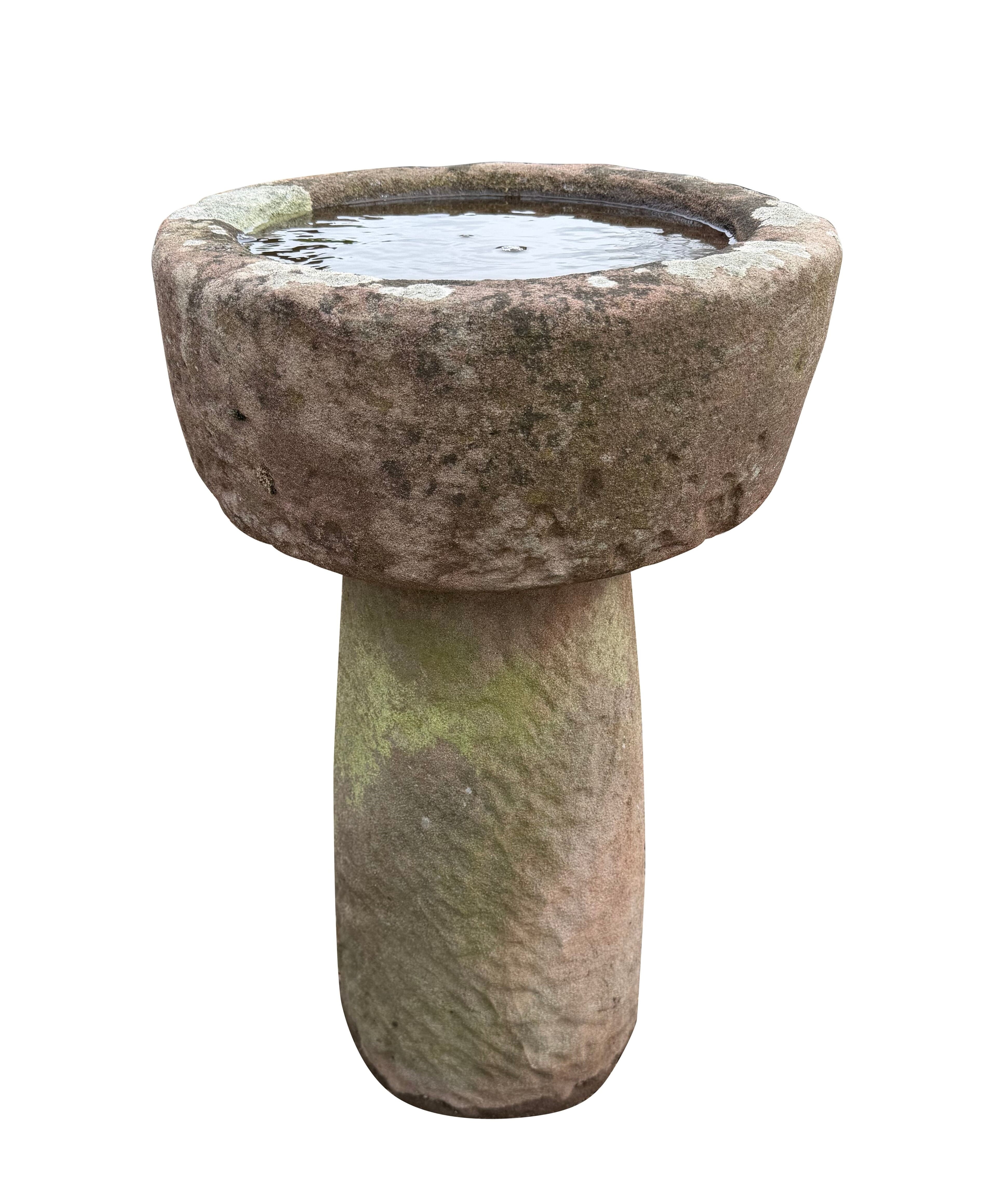 Antique Hand Carved Stone Garden Bird Bath