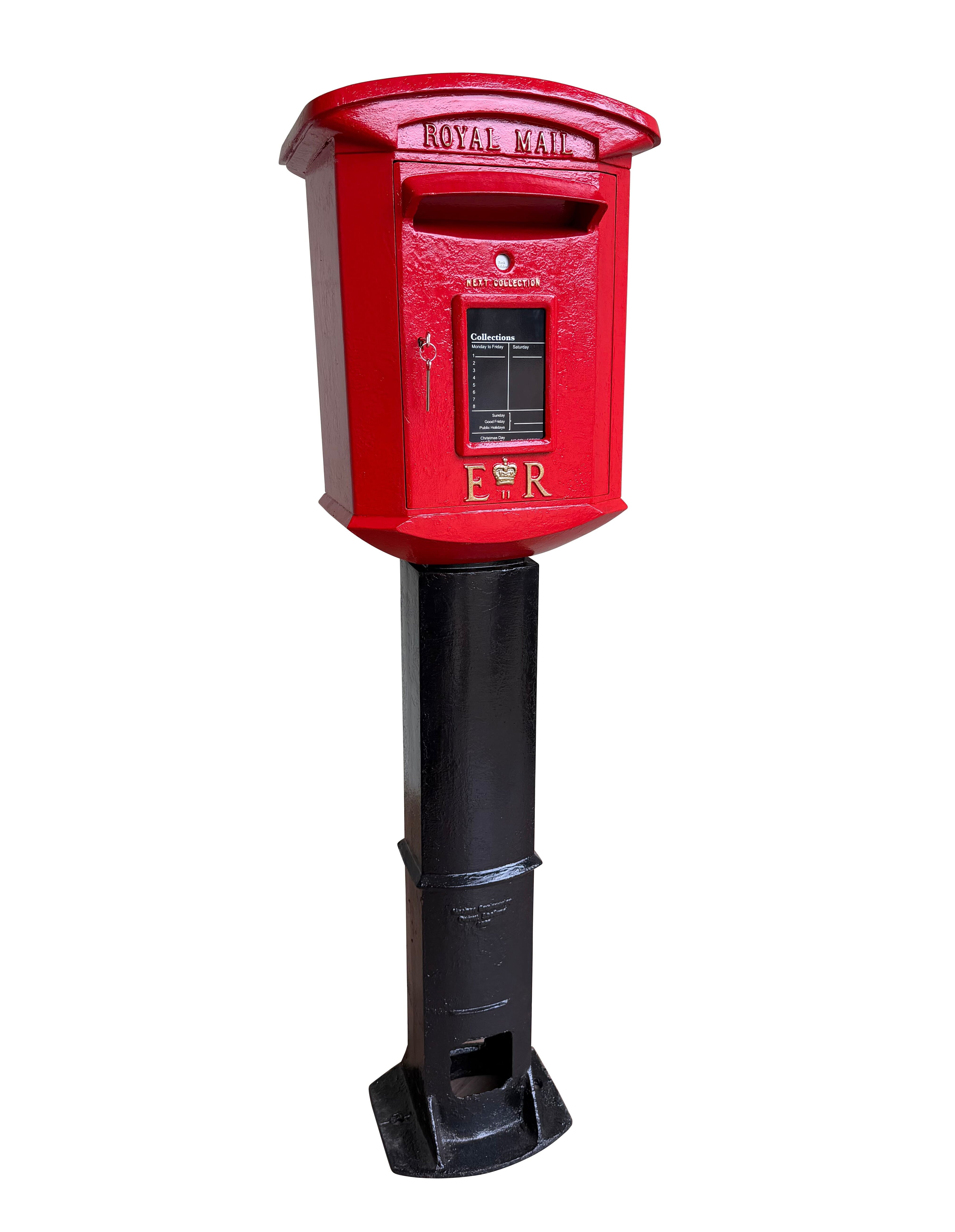 Original Rare M Type Royal Mail Pedestal Postbox On Stand