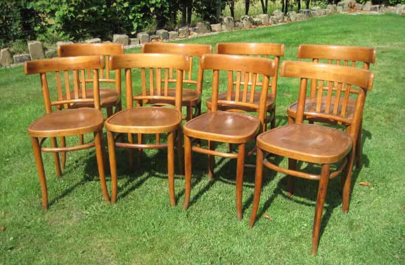 A Set of 8 Antique Bentwood Kitchen or Dining Chairs