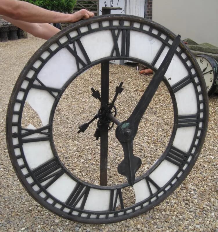 Antique Cast Iron Clock Face & Original Copper Hands - 4931