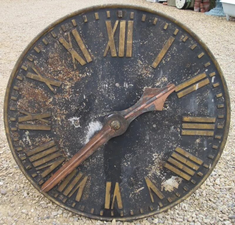 Antique Solid Cast Iron Clock Face with Copper Hands - 4950