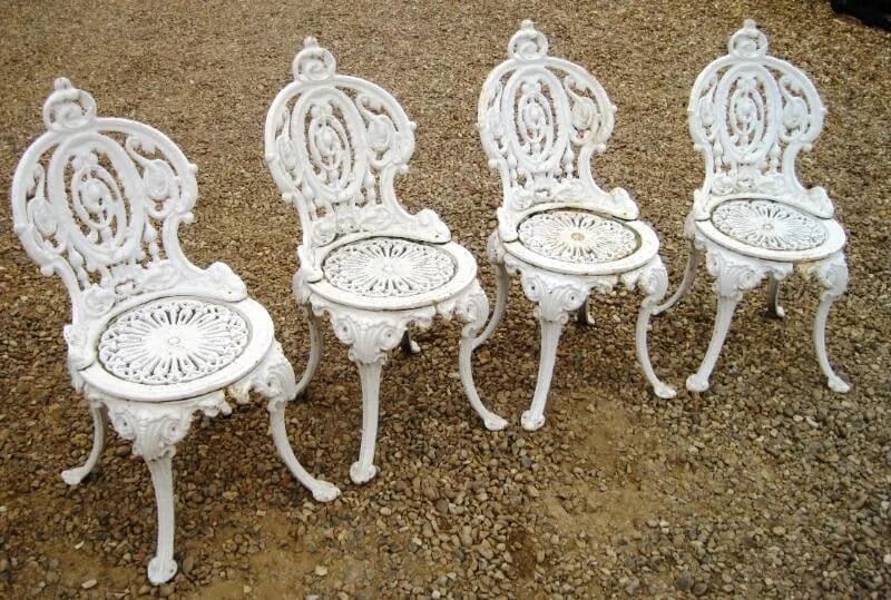 Set of 4 Vintage Reclaimed Cast Iron Garden Chairs - 4968