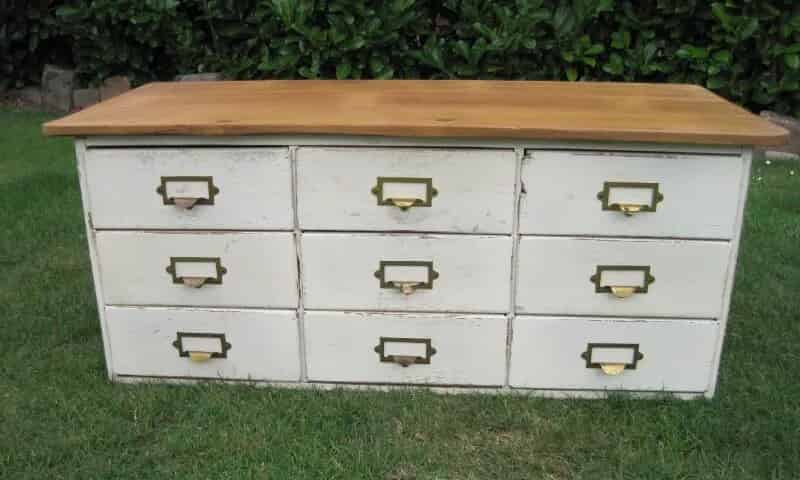 Set of 9 Office or Shop Drawers with Reclaimed Pine Top