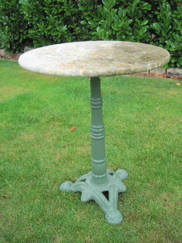 Antique Cast Iron Garden Table with Marble Top - 5048