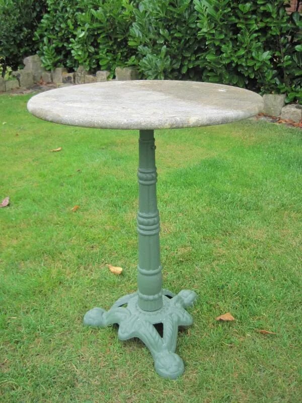 Reclaimed Cast Iron Garden Table with Marble Top - 5049