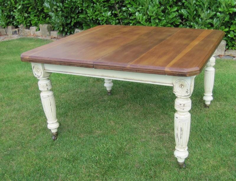 Antique Farmhouse Table Distressed in Farrow and Ball Paint - 5038
