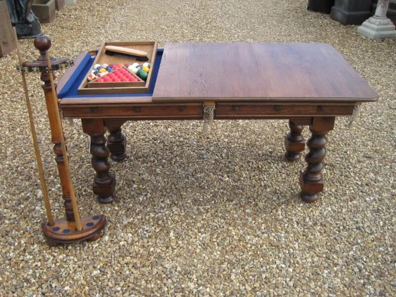 Snooker, Billiard or Pool Oak Dining Table with Barley Twist Legs - 4983