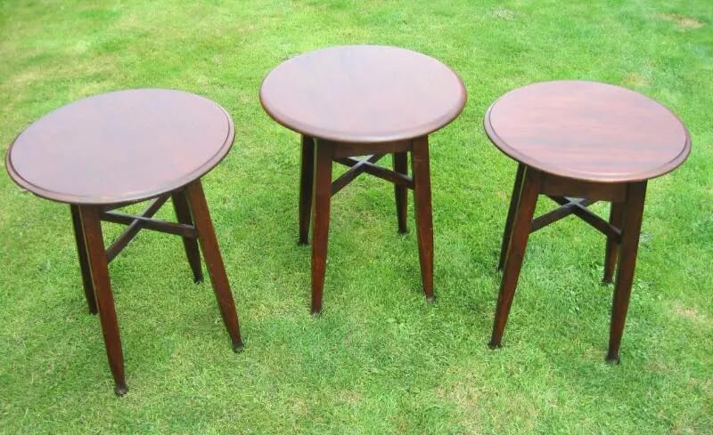 3 Vintage Hardwood Restaurant Tables - 5085