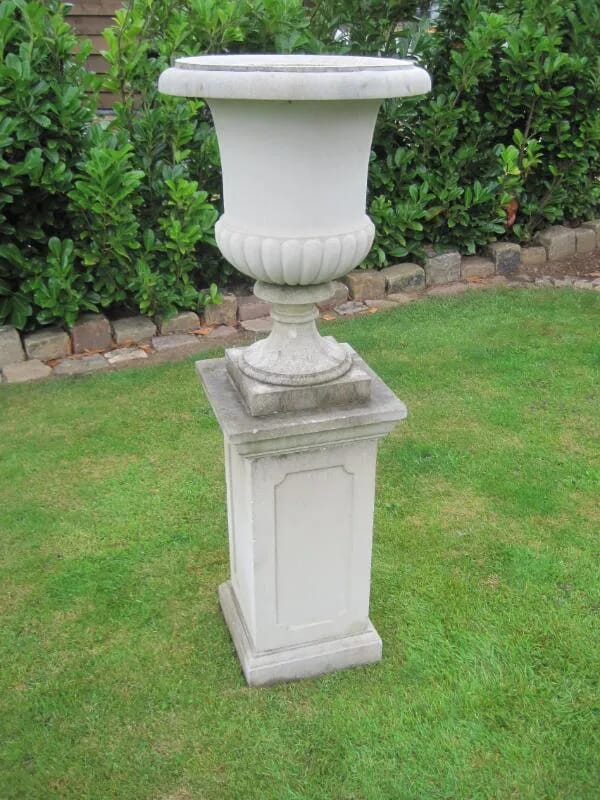 Large Vintage Haddonstone Garden Urn on a Plinth - 5063