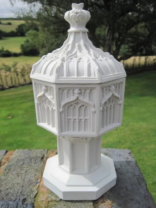 Original Miniature Travelling Antique Church Font - 4949
