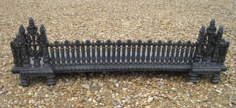 Victorian Gothic Cast & Wrought Iron Fireplace Fender - 5057