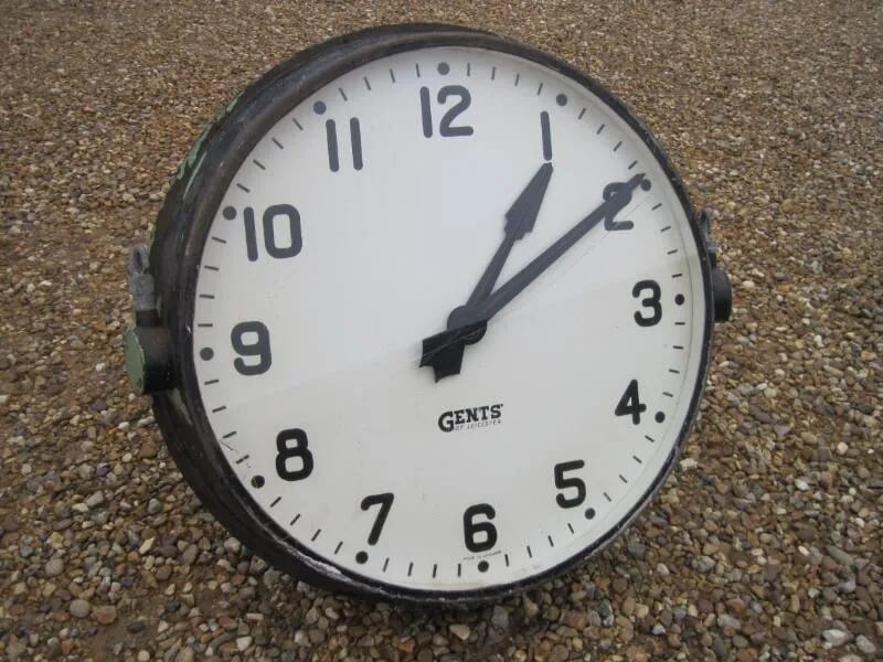 Old Vintage Gents Double Sided Platform or Factory Clock - 4952