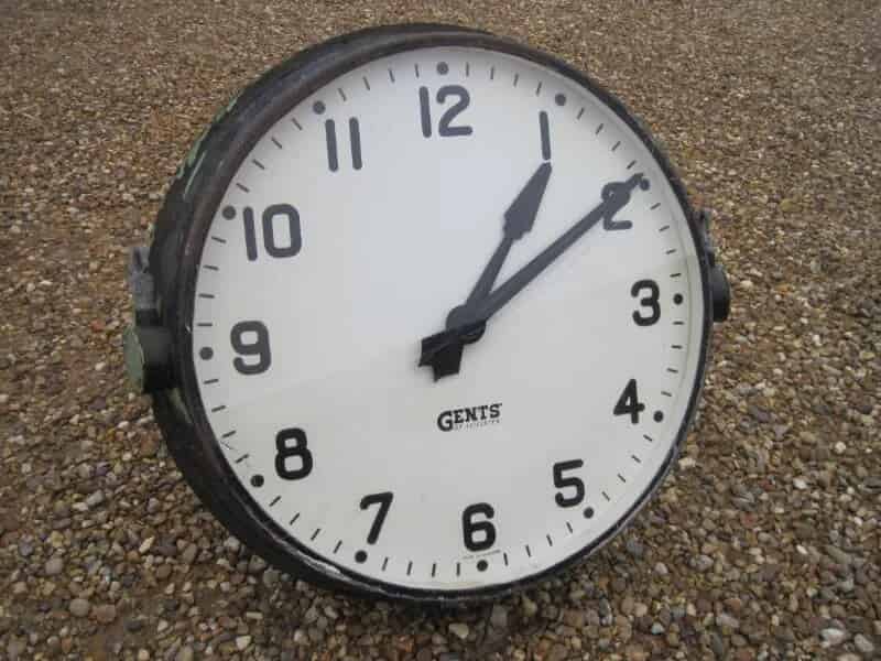 Salvaged Vintage Gents Double Sided Platform or Factory Clock