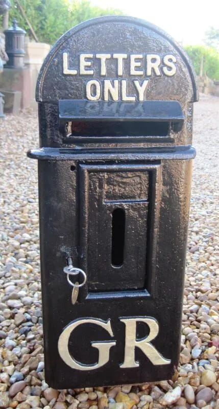 Antique Royal Mail GR Cast Iron Post Box with Fitting Hoops - 4998
