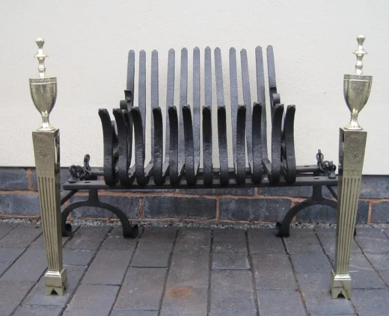 Victorian Antique Brass and Wrought Iron Fire Basket - 4813