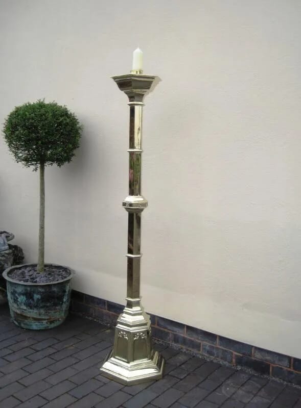 Original Antique Victorian Paschal Church Brass Candlestick - 5064