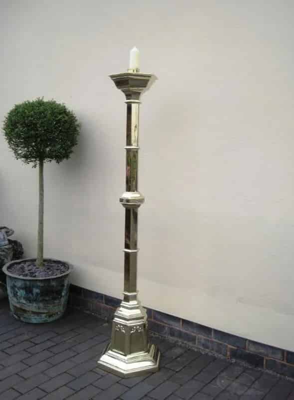 Original Antique Victorian Paschal Church Brass Candlestick