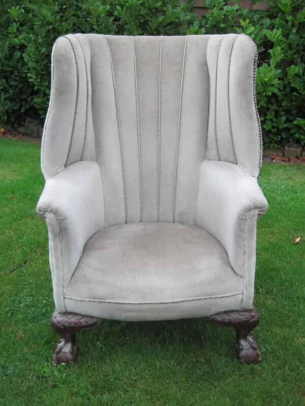 Antique Victorian Wing Backed Arm Chair - In the George II Style