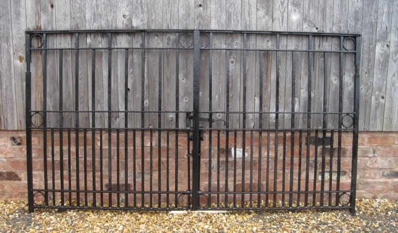 A Pair of Antique Wrought Iron Driveway Gates with Hinges - 4707