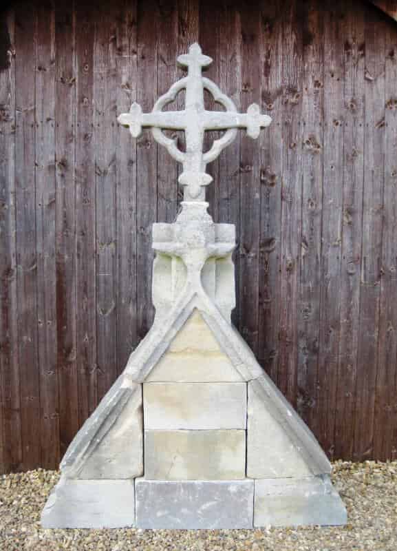 Antique Hand Carved Cotswold Stone Church Cross