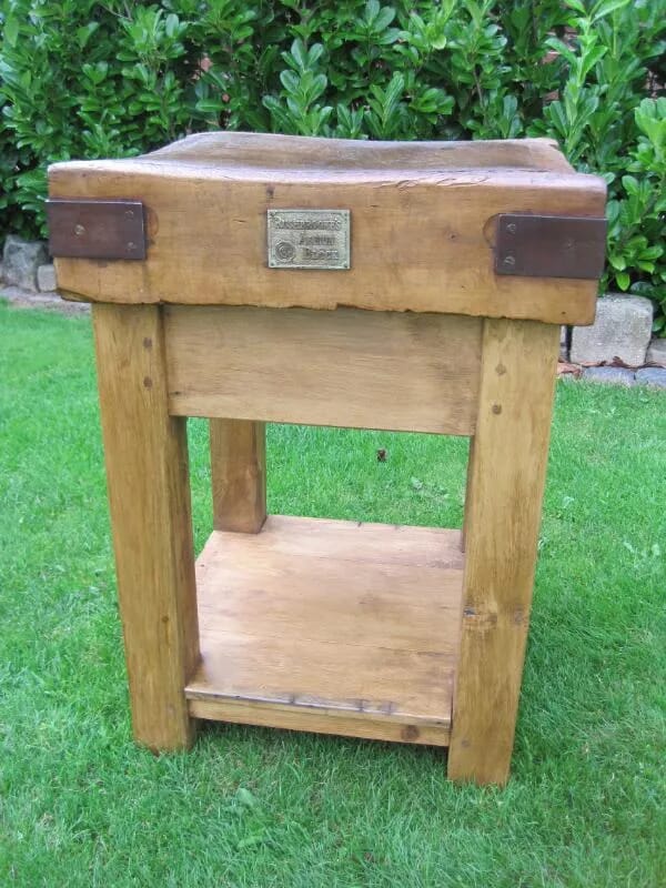 Antique Reclaimed Butchers Block on Stand - 4677