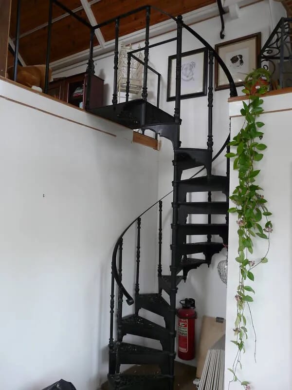 Salvaged Cast Metal Spiral Staircase with top Balcony - 5072