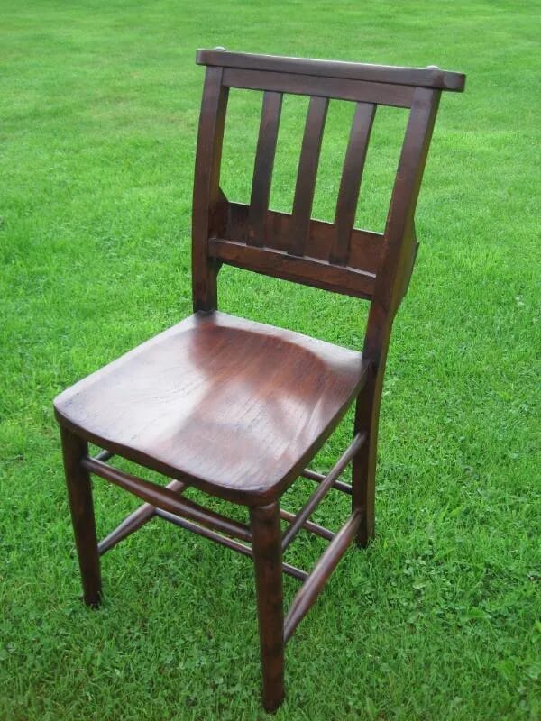 Antique Reclaimed Dark Coloured Church or Kitchen Chairs - 5096