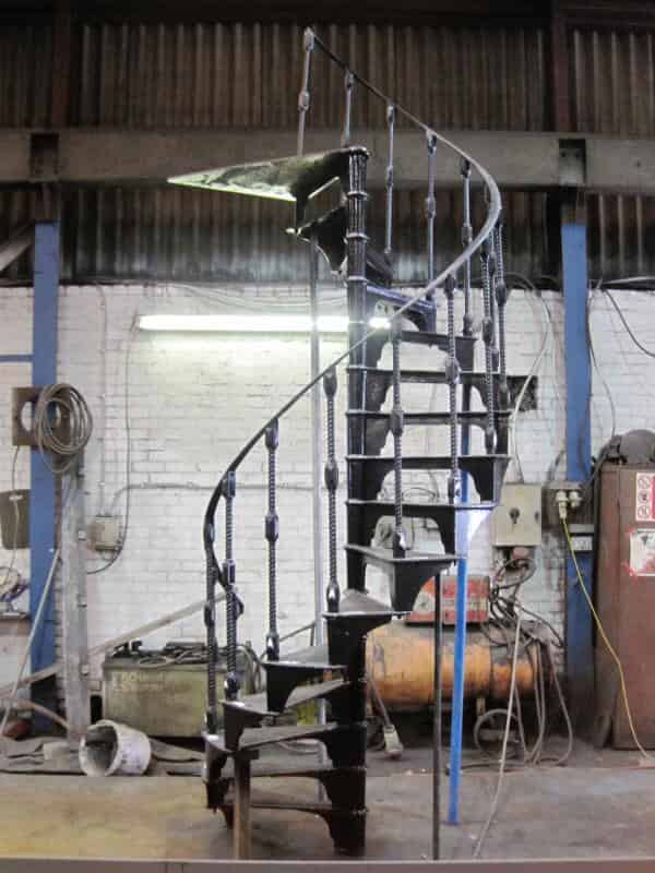 Large Antique Salvaged Cast Metal Spiral Staircase