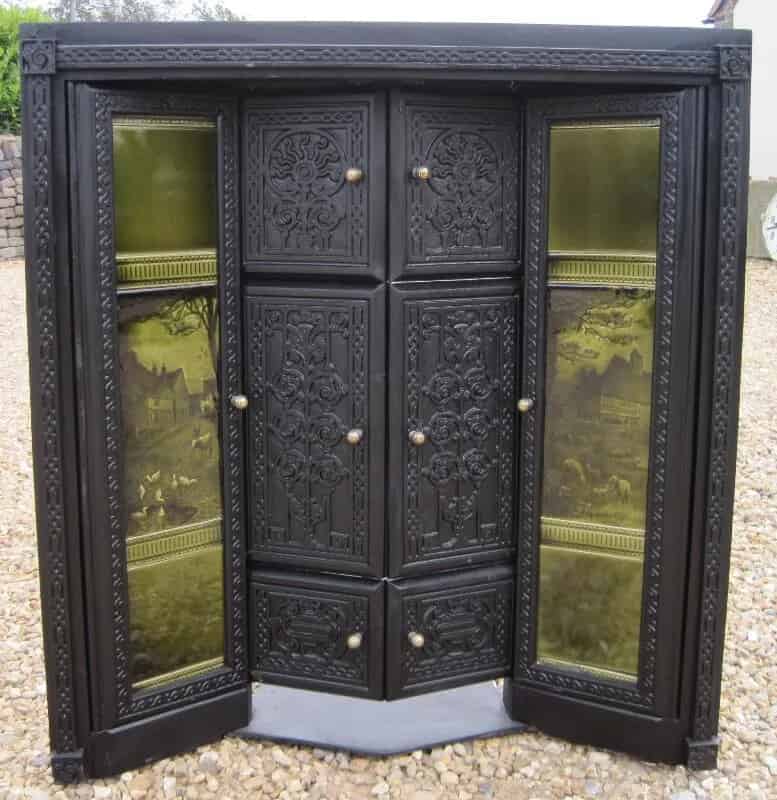 Antique Very Rare Eagle Cast Iron Fire Grate Tiled Fire Insert 