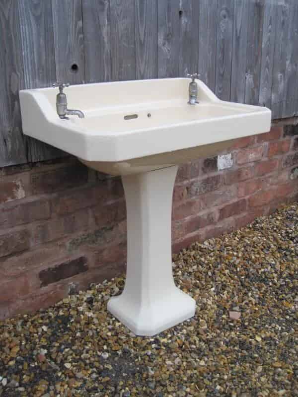 Antique Reclaimed Cream Sink and Pedestal