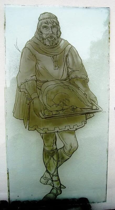 Antique Acid Etched Glass Panel - Saxon Period - 5119