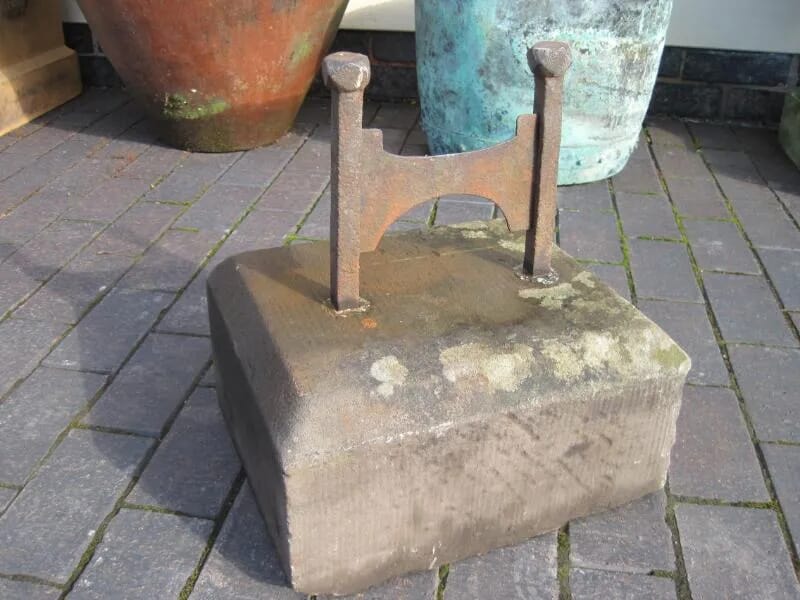 Antique Reclaimed Stone and Iron Boot Scraper - 5155