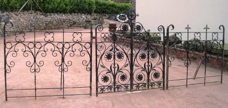 Pair of Antique Arts and Crafts Gates with side panels - 5154