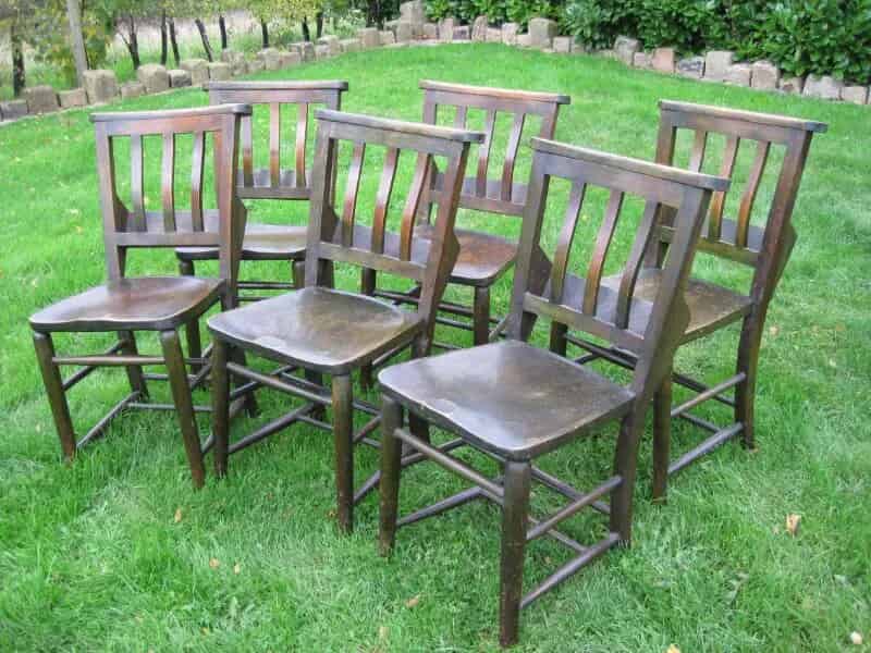 Set of 6 Elm Seated Church or Kitchen Chairs