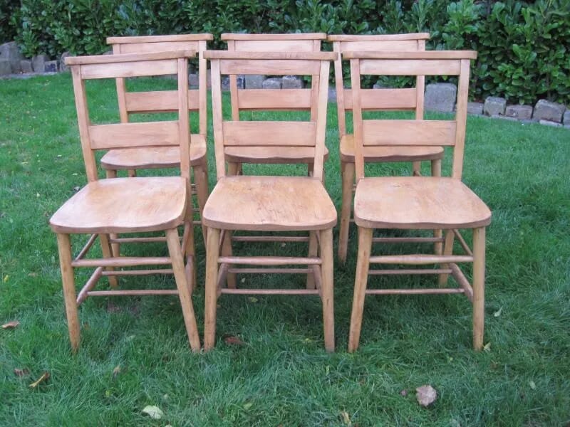 A Set of 6 Church or Kitchen Chairs - 5161B