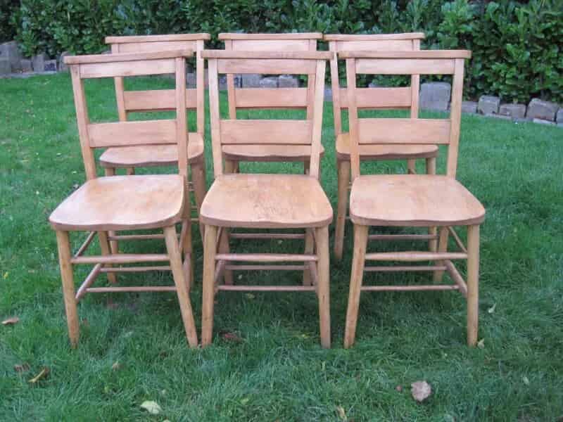 A Set of 6 Church or Kitchen Chairs