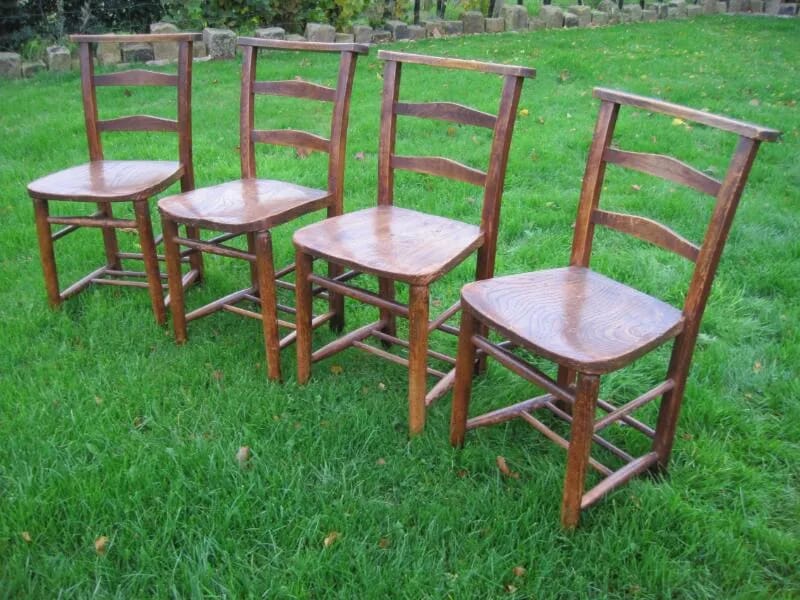 A Set of 4 Church or Kitchen Chairs - 5185