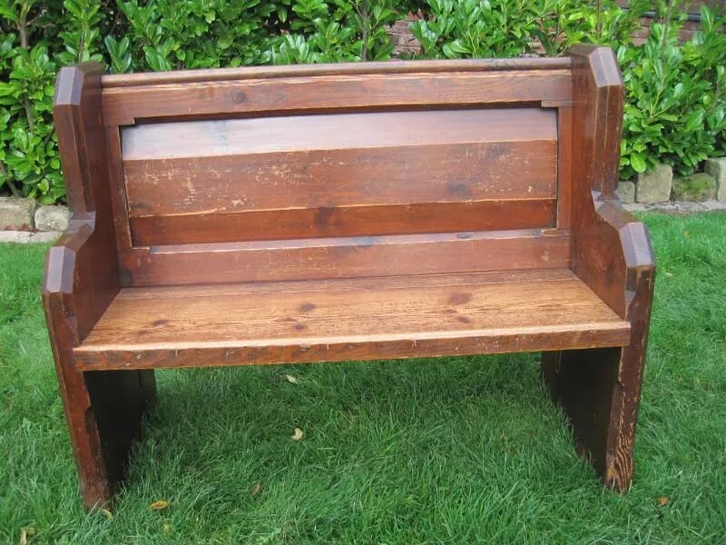 Antique Reclaimed Pitch Pine Victorian Pew - 5200