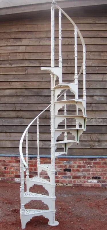 Cast Metal Reclaimed Spiral Staircase painted cream - 5148