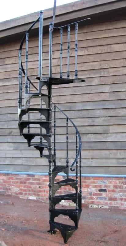 Cast Metal Reclaimed Spiral Staircase with top balcony