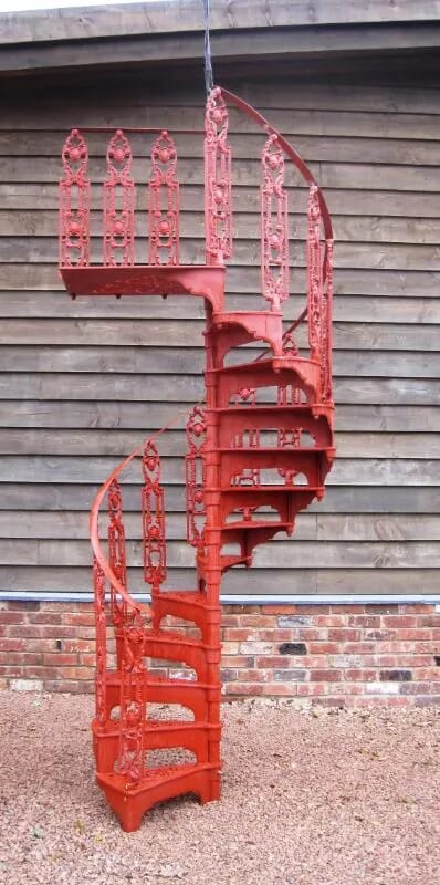 Cast Metal Reclaimed Spiral Staircase with balconies - 5015