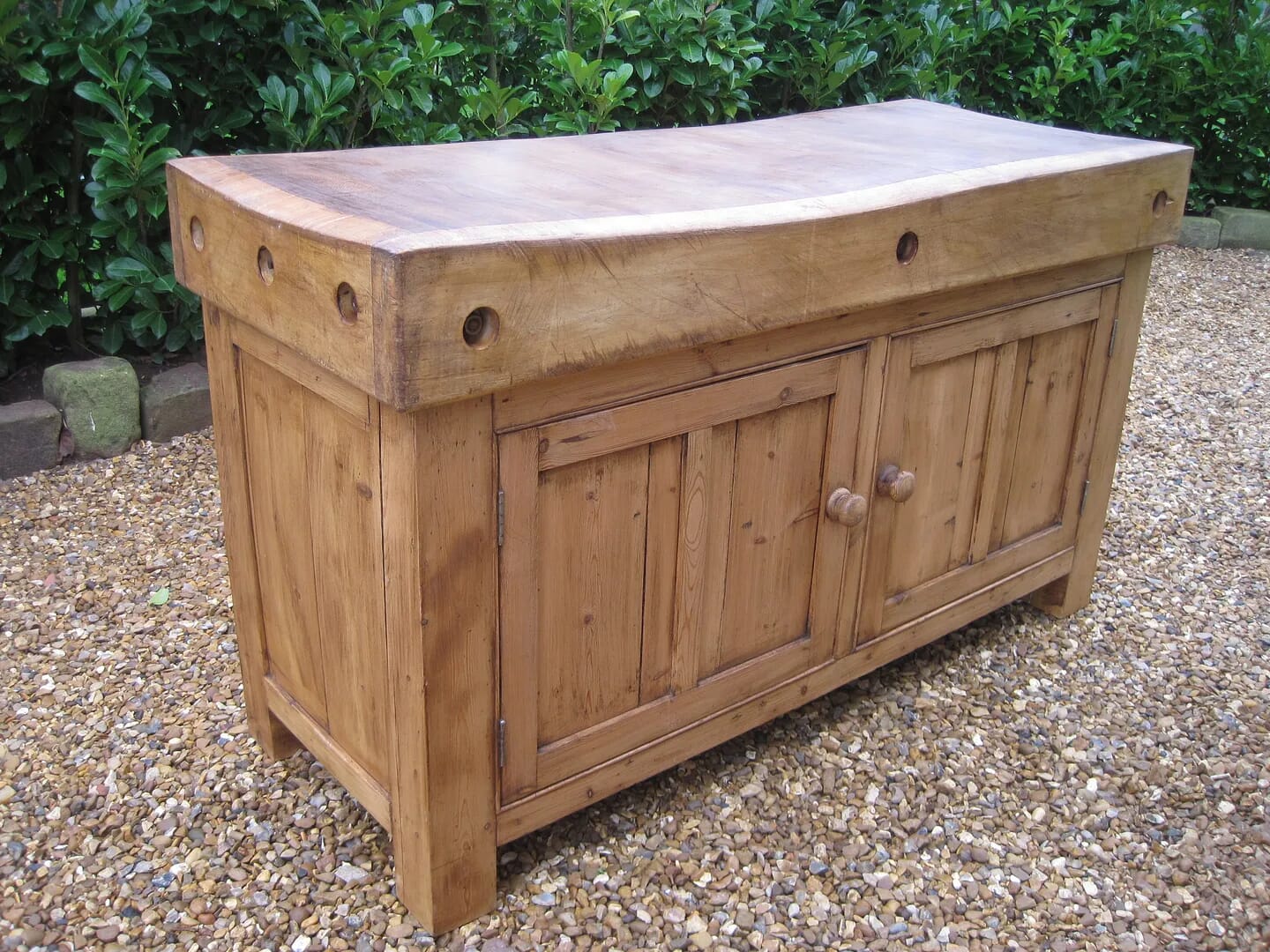 Butchers Block on a base with cupboard - 5169