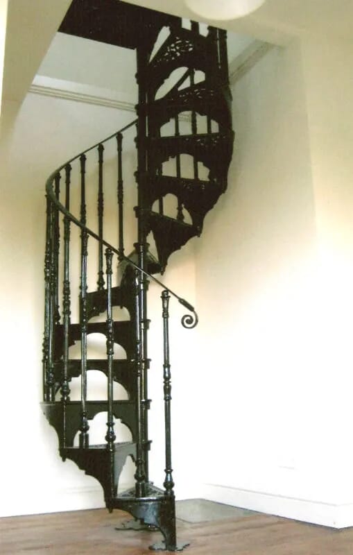 Cast Iron Spiral Staircase with Landing and Balcony - 5211