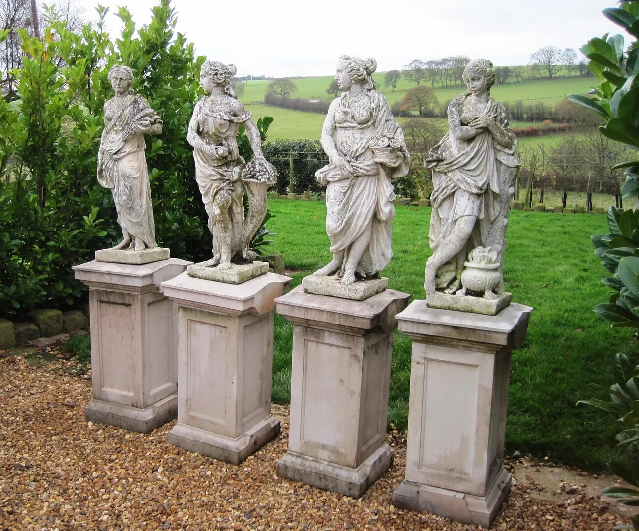 Set of Statues on Plinths of the 4 Seasons  - 5160