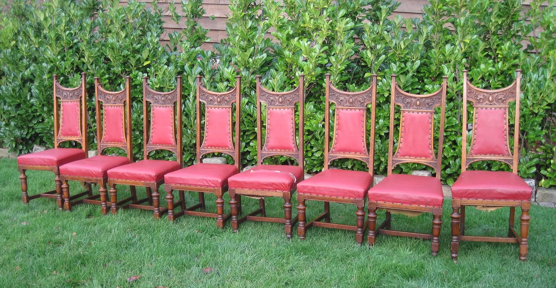 Set of 8 Arts and Crafts Oak Dining Chairs - 5249