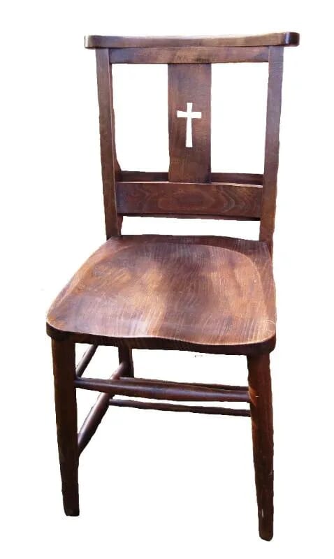 Old Antique Church Chairs with Cross in rear - 5140