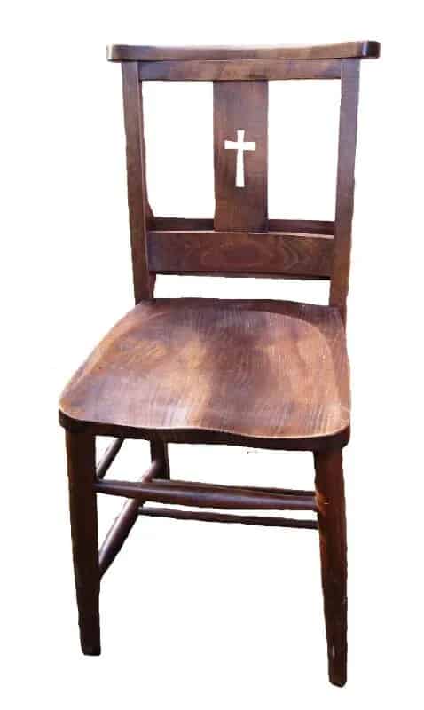 Antique Church Chairs with Cross in rear