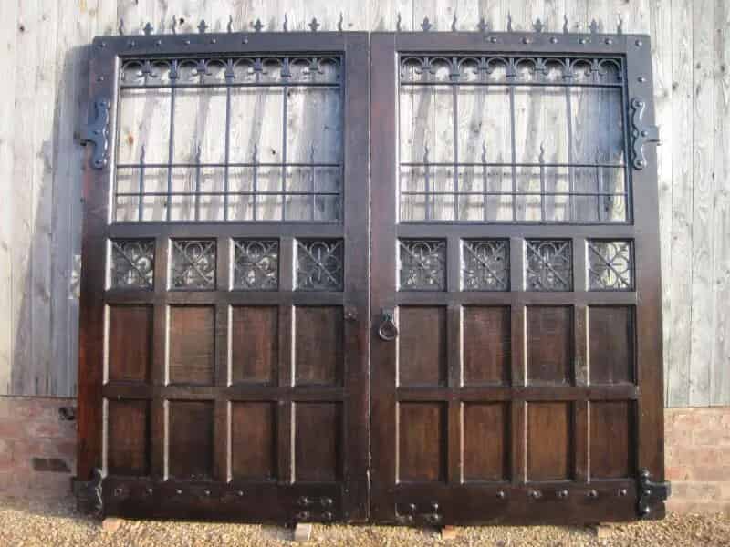 A Pair of Oak and Cast Iron Gates from Ashton Hall Lancaster